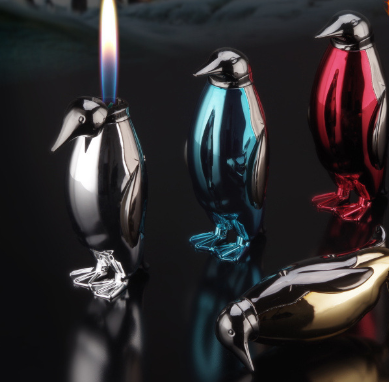 Personalized cute cute mini penguin creative styling shiny lighter keychain pendant lighter