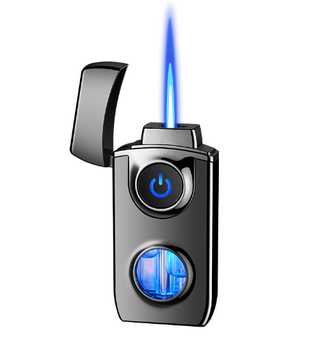 Metal lighter creative double fire can be converted at will at will transparent air window gas light