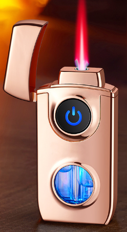 Metal lighter creative double fire can be converted at will at will transparent air window gas light