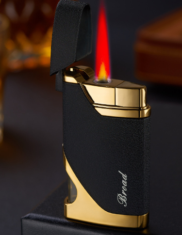 Windproof red flame lighter visual vent window large capacity creative triangle gift lighter manufac