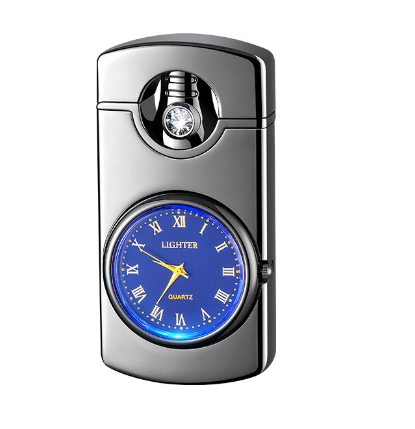 Direct blue flame diamond real quartz dial inflatable windproof lighter transparent cool blue lighte