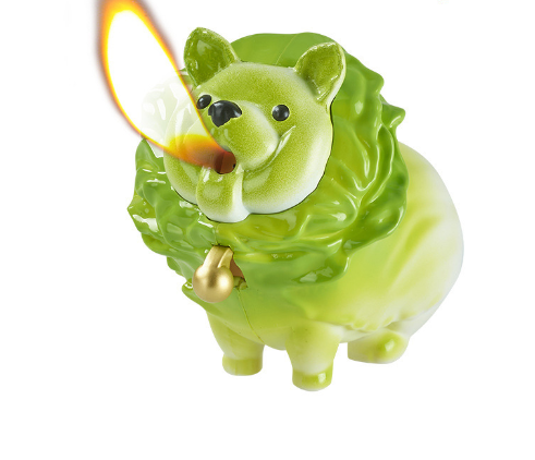 New creative Jade Cabbage Dog Inflatable Lighter Manufacturer Direct Sale Open Flame Lighter