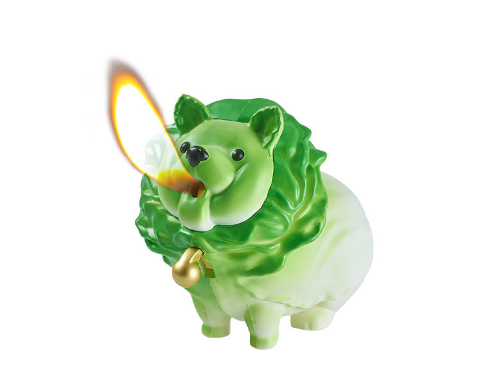New creative Jade Cabbage Dog Inflatable Lighter Manufacturer Direct Sale Open Flame Lighter