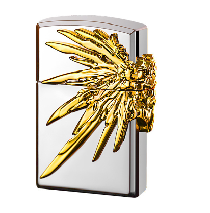 Wing grinding wheel open flame lighter flint metal electroplating three-dimensional relief creative 