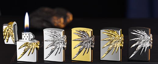 Wing grinding wheel open flame lighter flint metal electroplating three-dimensional relief creative 