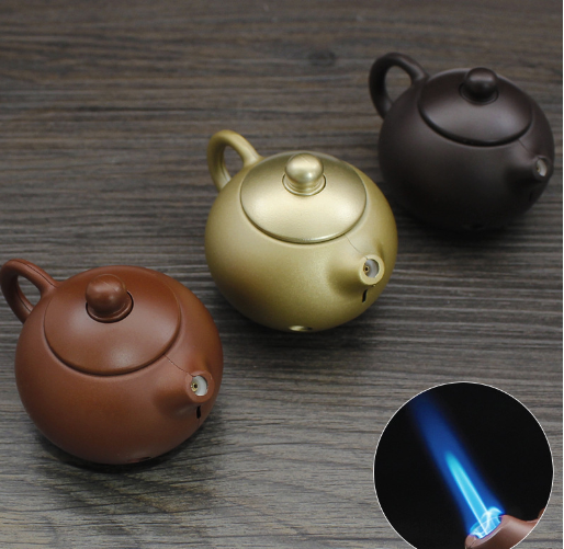 Creative teapot styling lighter metal direct impact windproof inflatable cigarette lighter gift box 