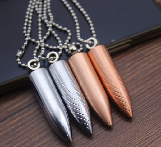 Creative Wolf War Bullet Necklace Kerosene Lighter Metal Outdoor Waterproof Portable Ten Thousand Ti