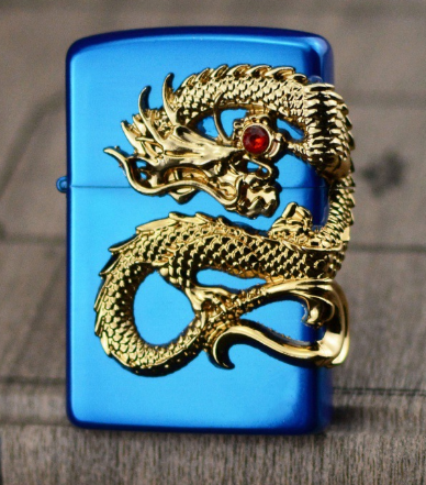 Shenlongzhu Kerosene Lighter Windproof Blue Ice Sticker Open Fire Grinding Wheel Lettering Advertisi