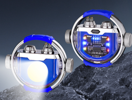 Hot-selling decompression gyro windproof double arc lighter alloy frame with cob lighting bright lig