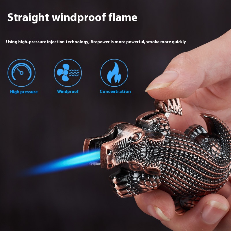 Crocodile novel and unique creative personality trend direct blue flame inflatable lighter manufactu