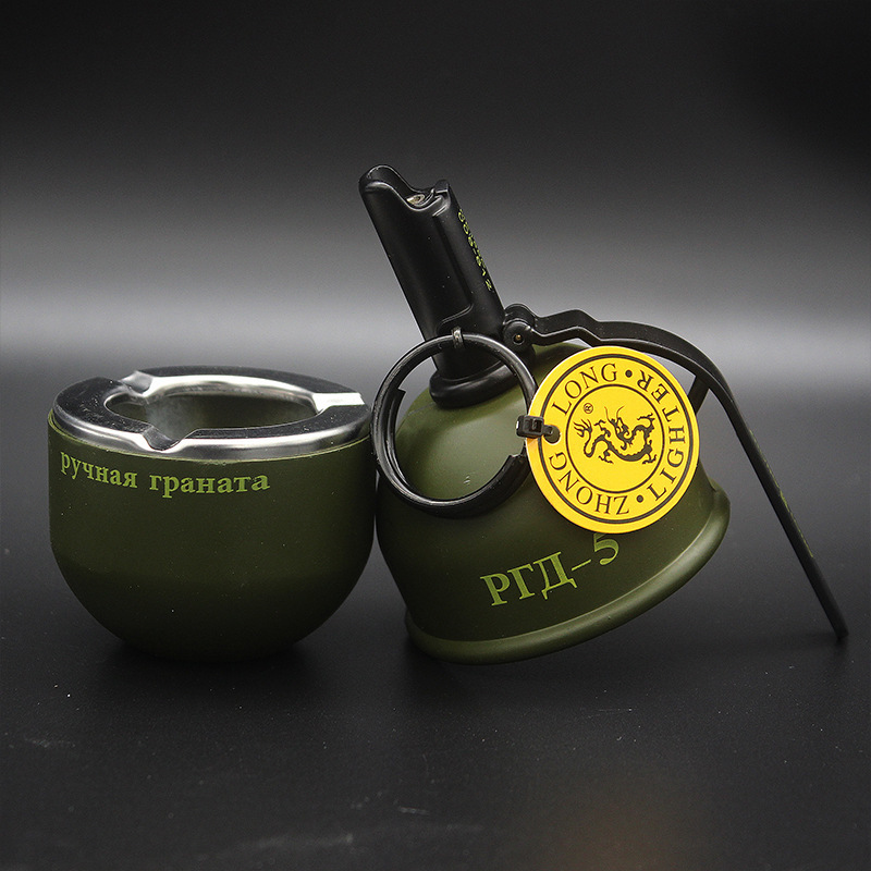Spraying military green ashtray inflatable lighter