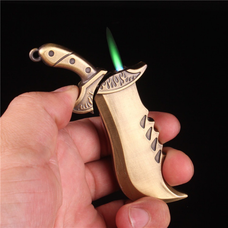 Metal windproof inflatable lighter Mini treasure knife Dragon slaying knife lighter