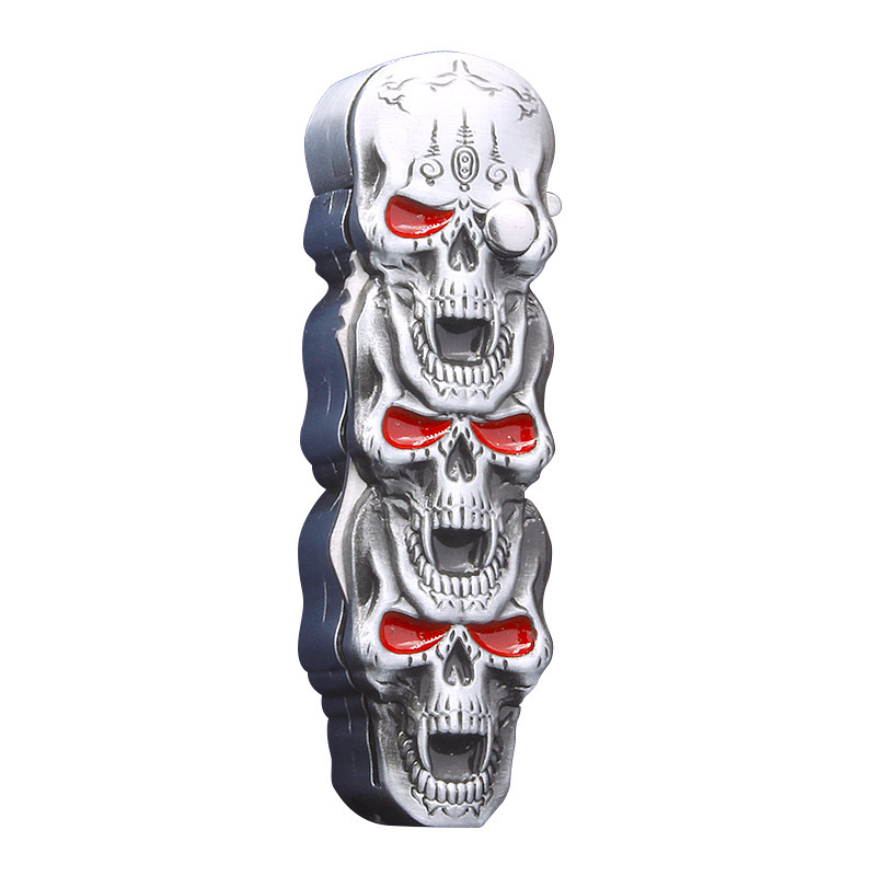 Ghost head windproof inflatable lighter creative three skull lighter with knife