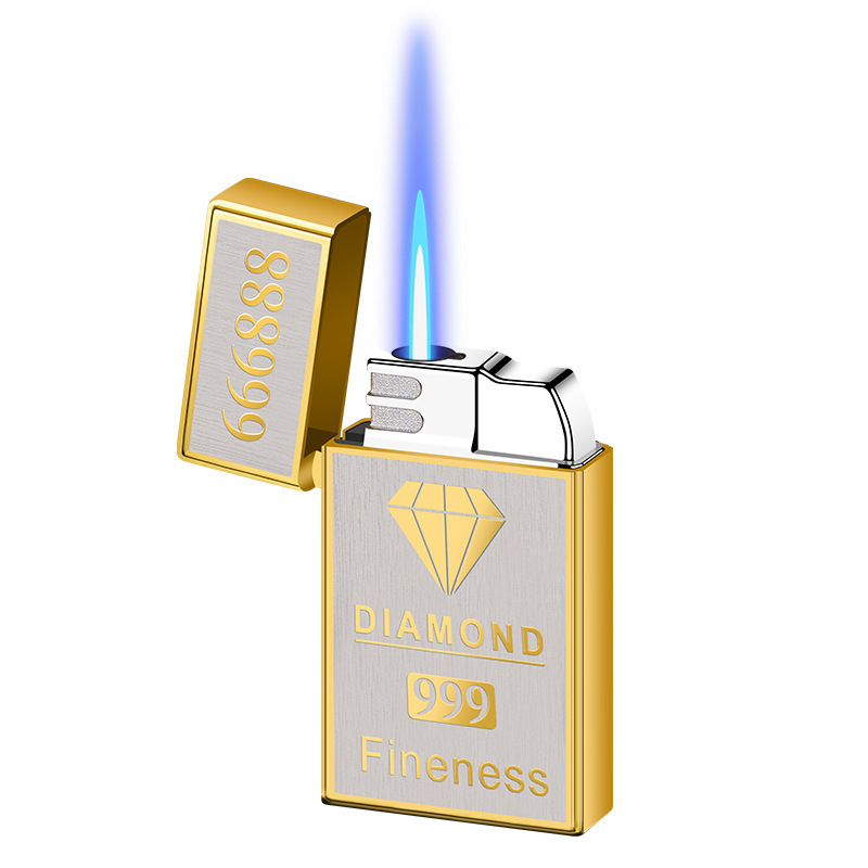 High-pressure jet two-color windproof direct blue flame creative personality trend inflatable lighte