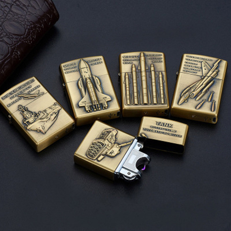 Bronze hree-dimensional relief charging lighter