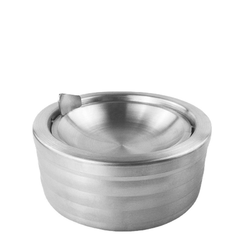Stainless steel round anti-fall bedroom ashtray office bar thickened cover vintage ashtray wholesale