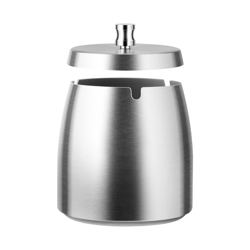 Metal stainless steel ashtray with cover creative household KTV bar anti-fly ash cup cone ash tray