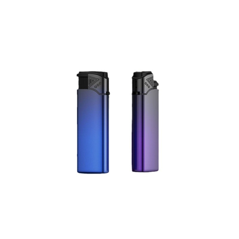 Windproof inflatable metal lighter fine flame disposable advertising lighter