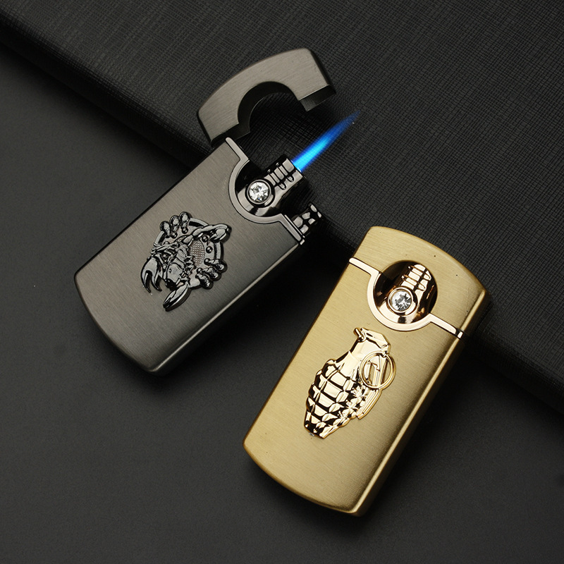 Three-dimensional relief craft patch inflatable outdoor windproof direct blue flame lighter