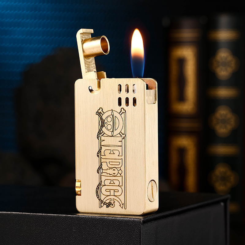 Kerosene ignition machinery windproof retro semi-automatic retro gun type old style