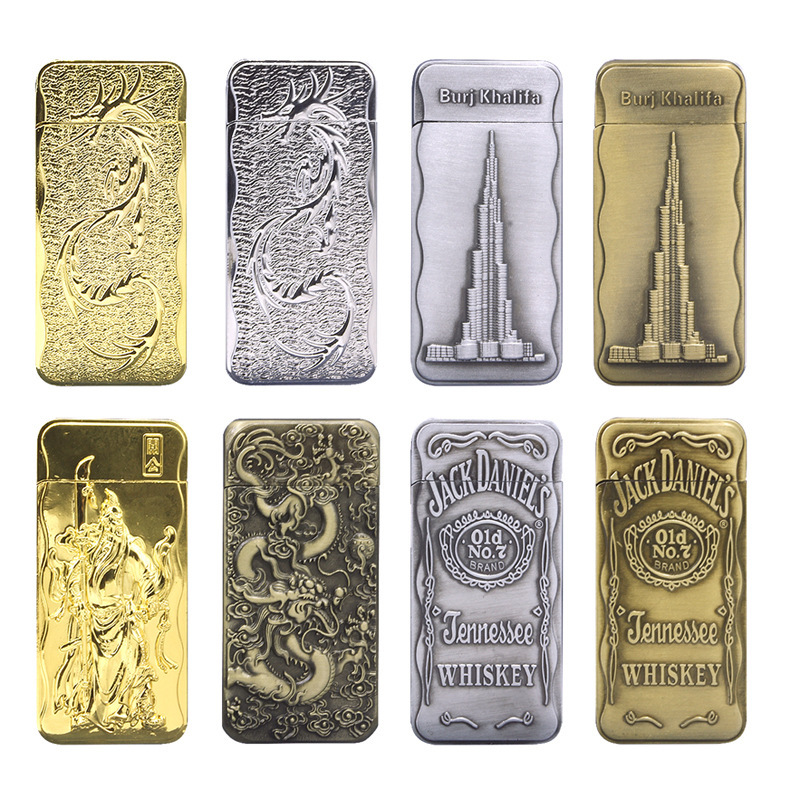 relief-red-flame-windproof-inflatable-lighter-die-cast-guan-gong-longfeng-gas-lighter