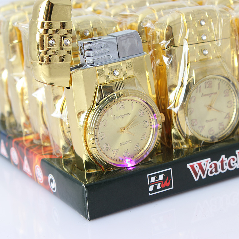Creative colorful light real watch men gas lighter wholesale