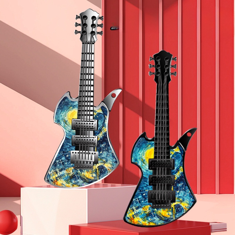 Guitar styling lighter inflatable open flame lighter creative pendant cigarette lighter cross-border