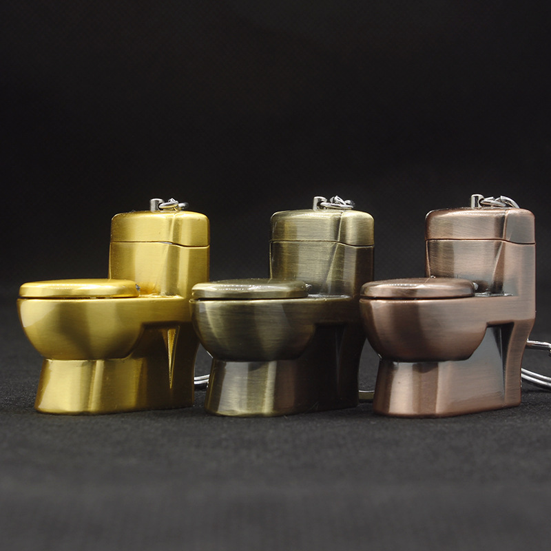 Mini toilet small hanging ornament lighter open fire creative pendant small grinding wheel