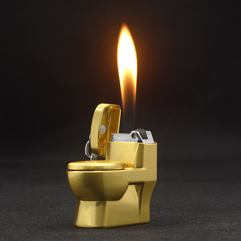Mini toilet small hanging ornament lighter open fire creative pendant small grinding wheel