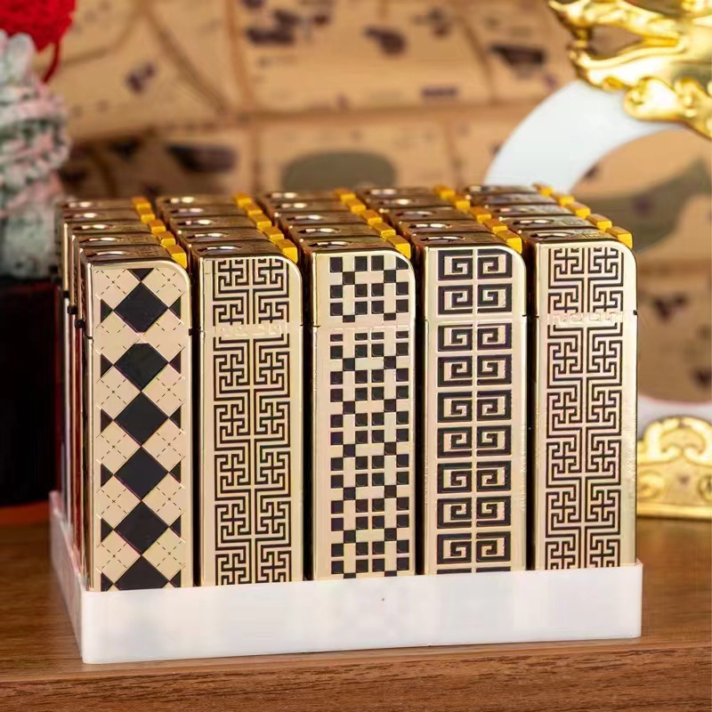 New advertising electroplated iron shell obliquely inflatable direct impact windproof lighter