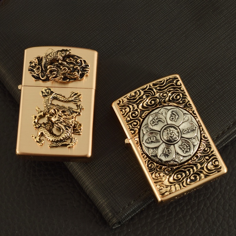 Kerosene lighter Metal three-dimensional relief retro creative lighter wholesale