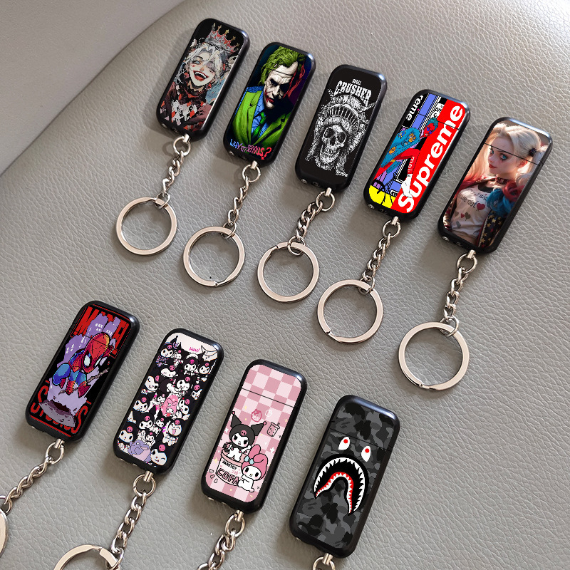 Keychain gas inflatable mini cartoon fashion brand grinding wheel lighter