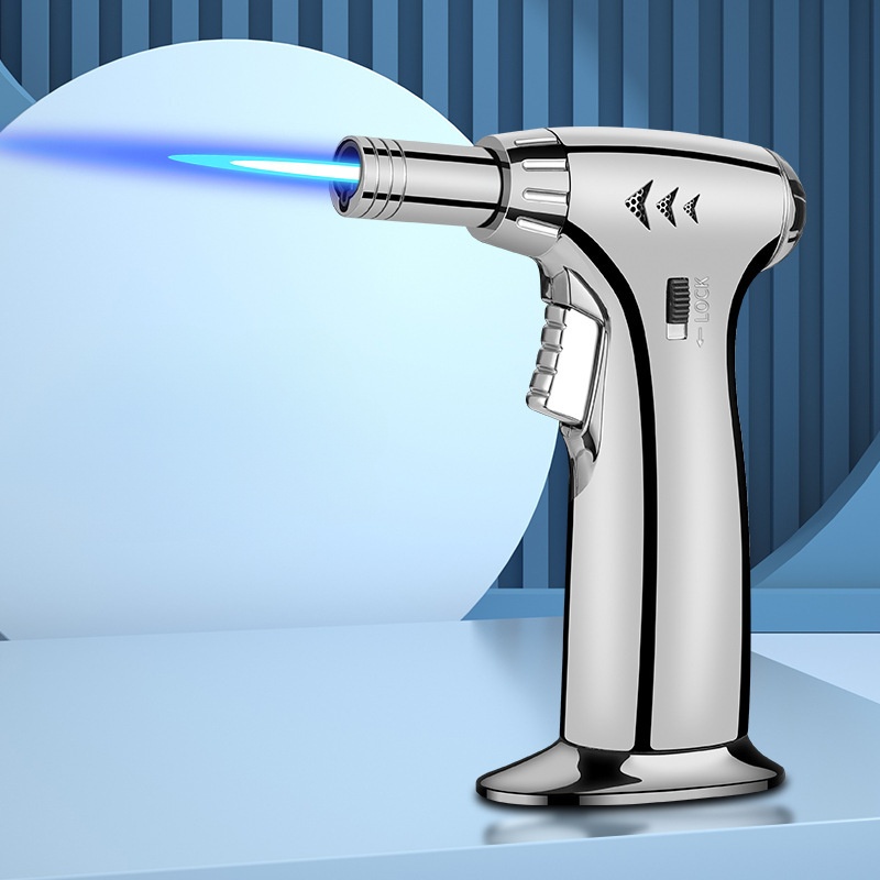 Direct three fire blue flame lighter spray gun windproof cigar barbecue outdoor kitchen portable
