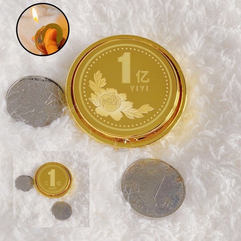 Creative metal decompression rotating gyro to big money gold coins inflatable lighter