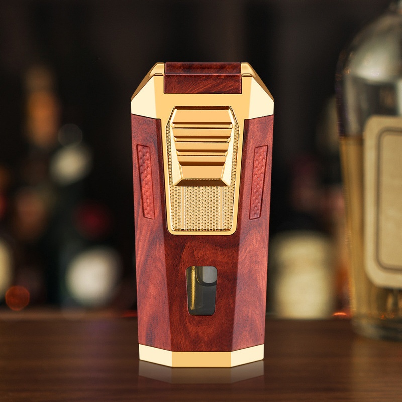 Strong three-fire direct blue flame cigar lighter large capacity