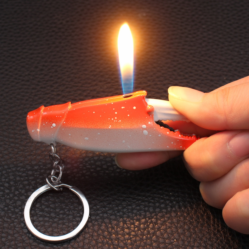 Crab feet open flame lighter metal inflatable keychain cigarette lighter wholesale