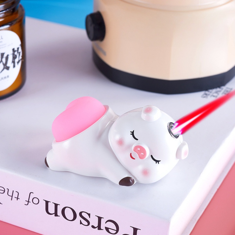 Cute Q-pinching and decompression pig windproof lighter inflatable open flame cigarette lighter