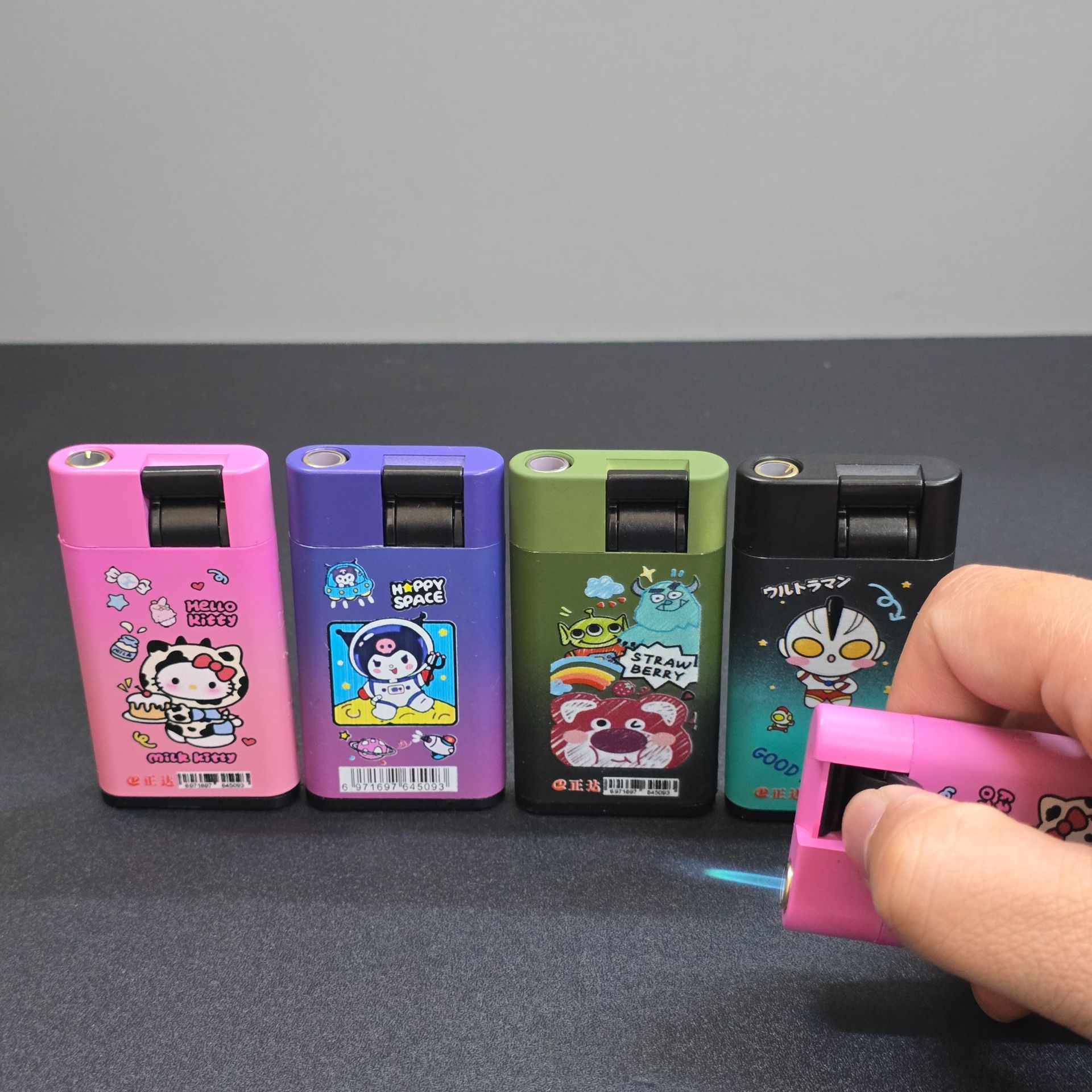 Lever ignition lighter windproof blue flame metal body circulation inflation