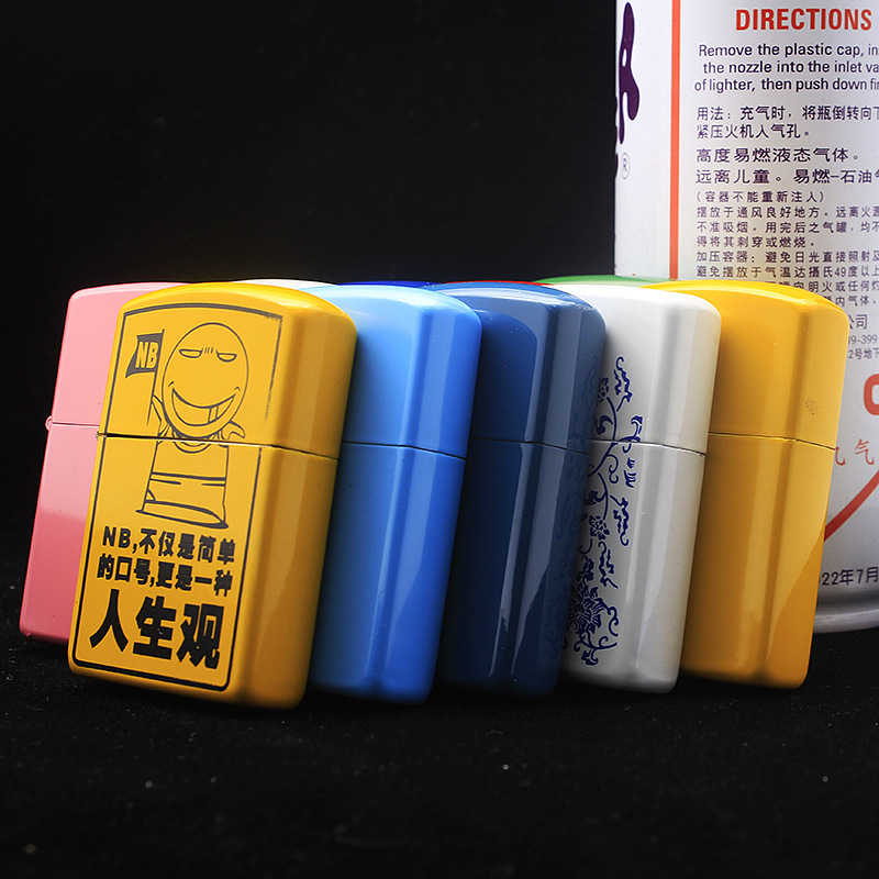 Iron shell color paint kerosene lighter advertising logo printing colorful kerosene lighter