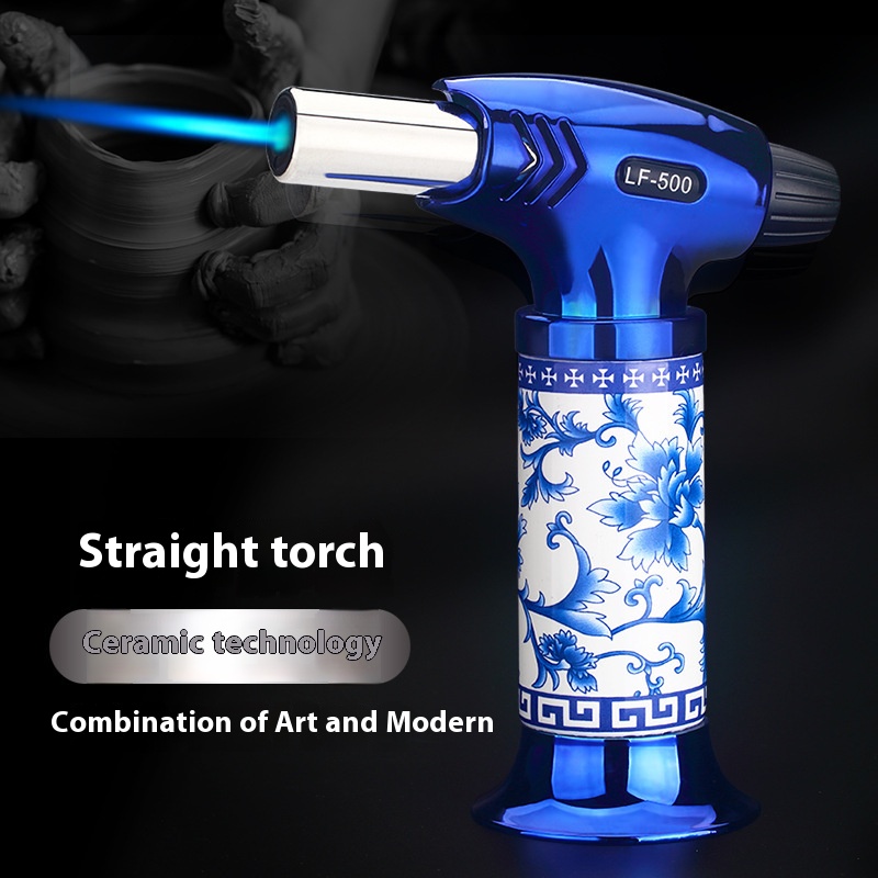 Metal welding gun lighter enamel blue and white porcelain new products hot-selling spray gun lighter
