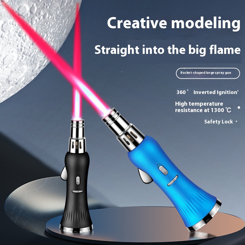 Red flame high temperature spurt gun inflatable windproof lighter outdoor barbecue igniter