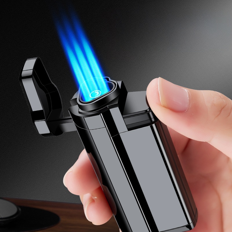 Three-fire direct punch lighter cigar bottom with cigar opening metal shell direct punching machine 