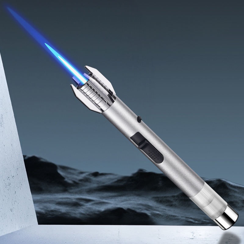 Gas regulating visual gas chamber long cylindrical large firepower cigar charcoal lighter