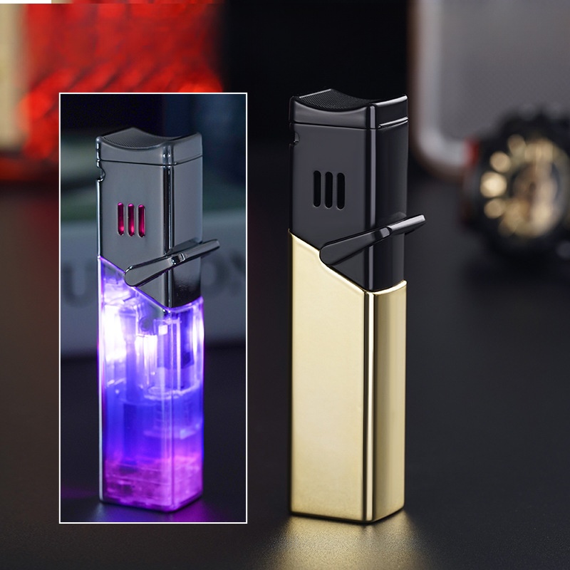 Transparent four-fire direct blue flame gas lighter super hot energy cigar special lighter