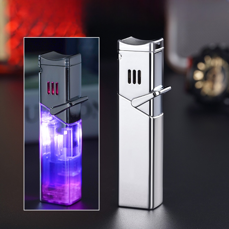 Transparent four-fire direct blue flame gas lighter super hot energy cigar special lighter