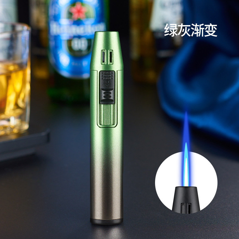 Inflatable windproof direct blue flame lighter