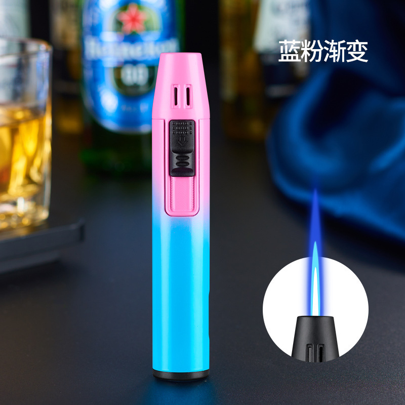 Inflatable windproof direct blue flame lighter