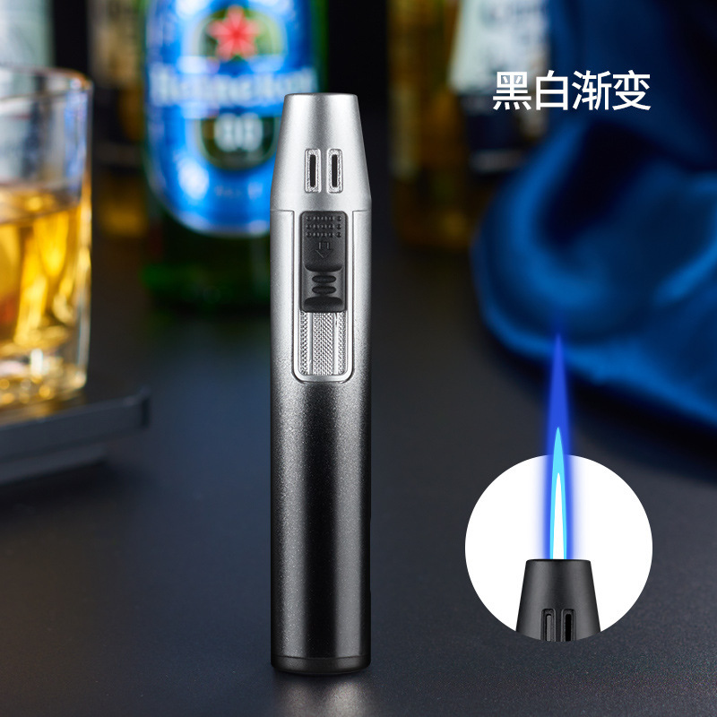 Inflatable windproof direct blue flame lighter