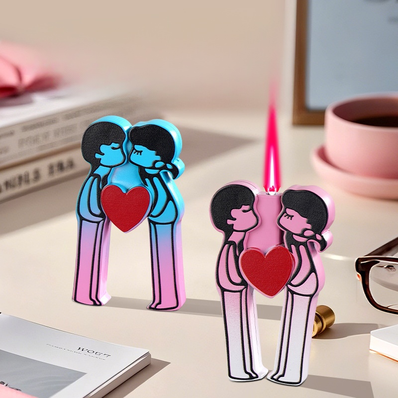 Gradient cartoon romantic kiss inflatable lighter ornaments tide cross-border wholesale