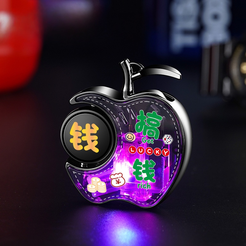 Cartoon cute glowing apple gyro open flame lighter personalized gift for boyfriend and girlfriend